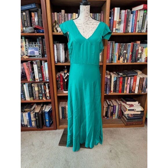 Ted Baker London Women's Size 4 Cap Sleeve Turquoise Blue Maxi Dress Gown Evenin - Picture 4 of 8